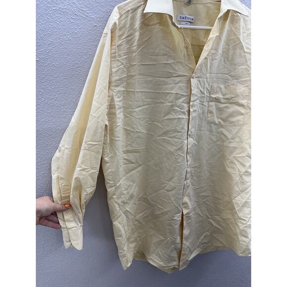 VanHeusen Mens Shirt Size 17 34/35 Tall Yellow Long Sleeve Button Up - Picture 3 of 11